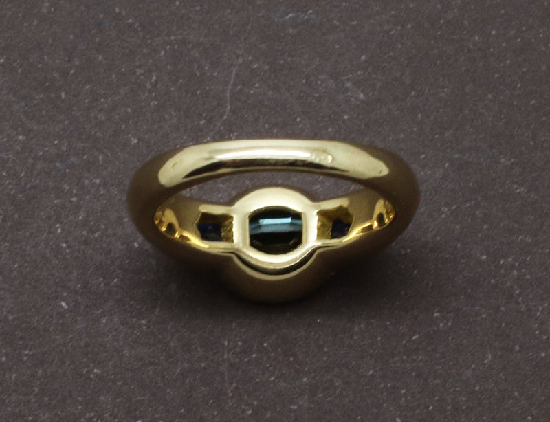 Bague Tourmaline et Saphirs en Or Jaune