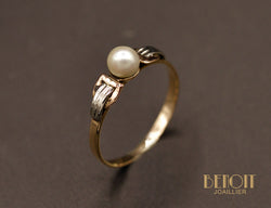Bague Perle Fine Art Déco Moderniste
