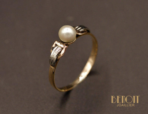 Bague Perle Fine Art Déco Moderniste