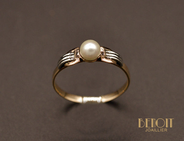 Bague Perle Fine Art Déco Moderniste