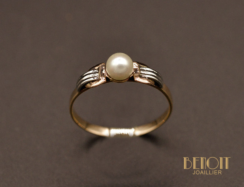 Bague Perle Fine Art Déco Moderniste