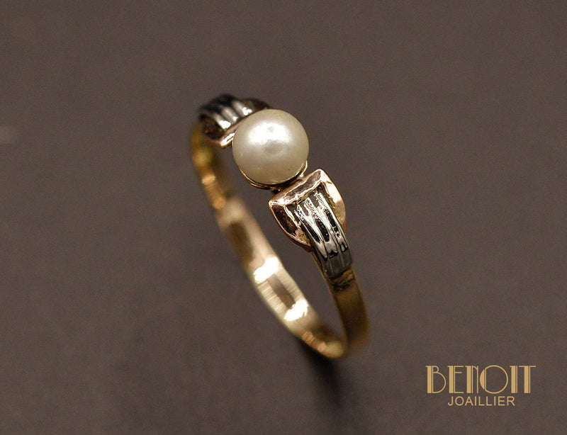 Bague Perle Fine Art Déco Moderniste