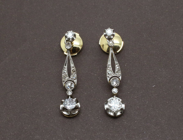 Boucles d'Oreilles Art Déco Diamants