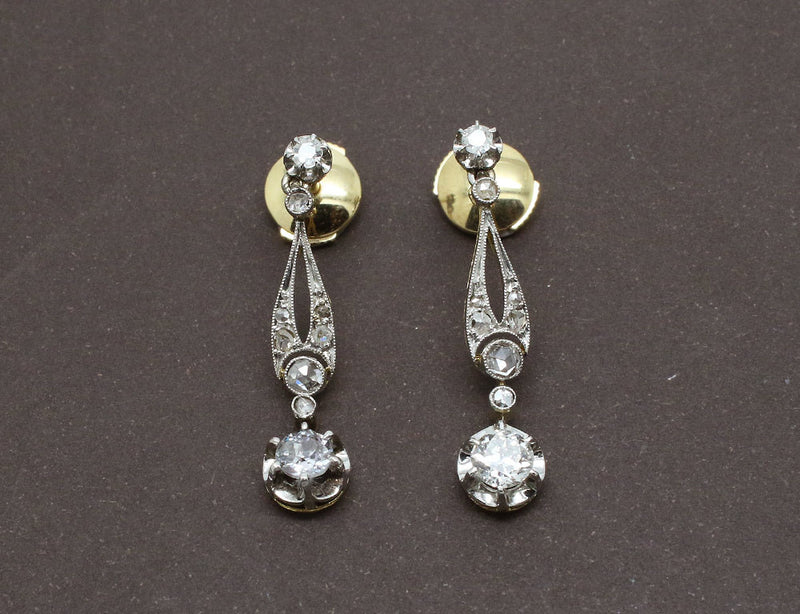 Boucles d'Oreilles Art Déco Diamants