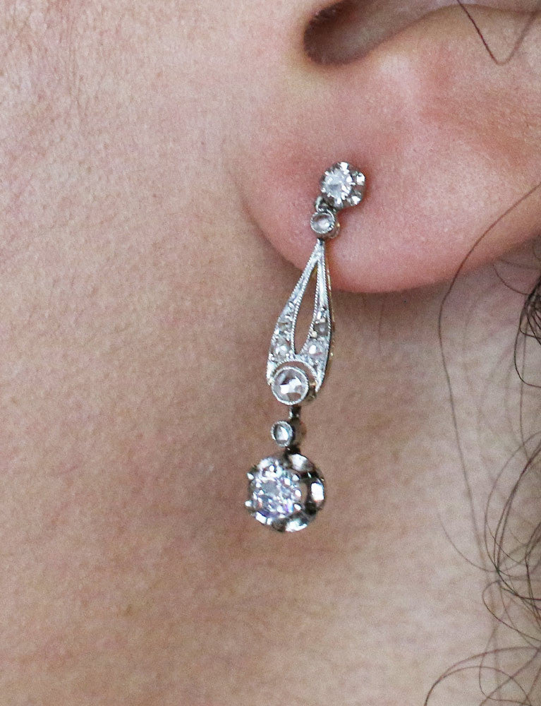 Boucles d'Oreilles Art Déco Diamants