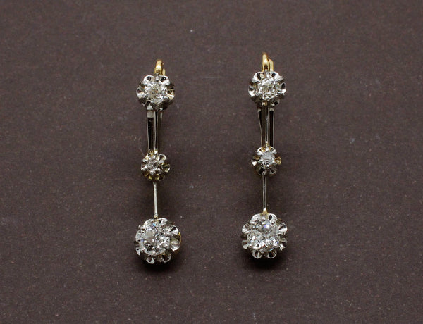 Boucles d'Oreilles Pendantes 3 Diamants
