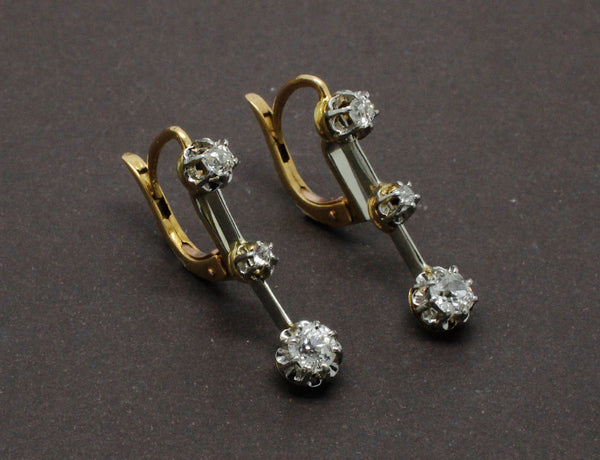 Boucles d'Oreilles Pendantes 3 Diamants