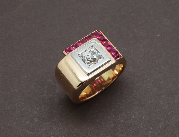 Bague Tank Or Rose et Diamant