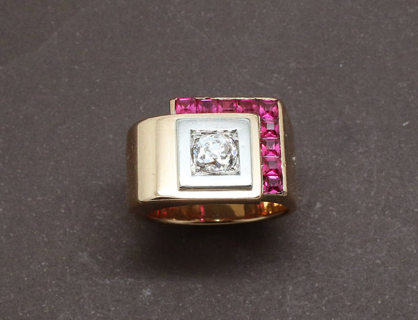 Bague Tank Or Rose et Diamant