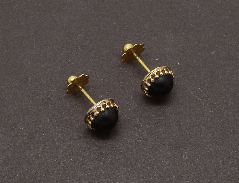 Boucles d'oreilles Or et Jais
