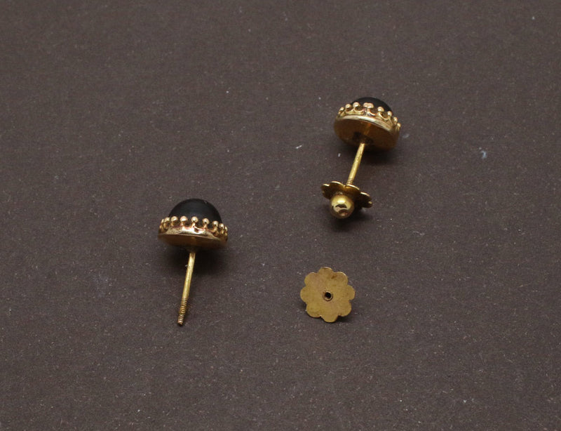 Boucles d'oreilles Or et Jais