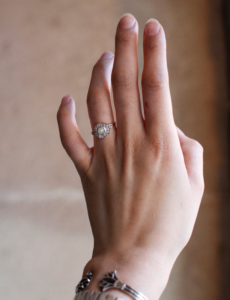 Bague Marguerite Perle et Diamants