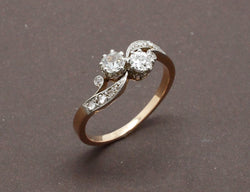 Bague Toi et Moi Diamants Or Rose
