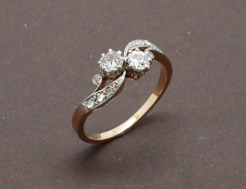 Bague Toi et Moi Diamants Or Rose