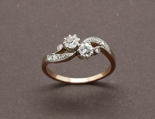 Bague Toi et Moi Diamants Or Rose
