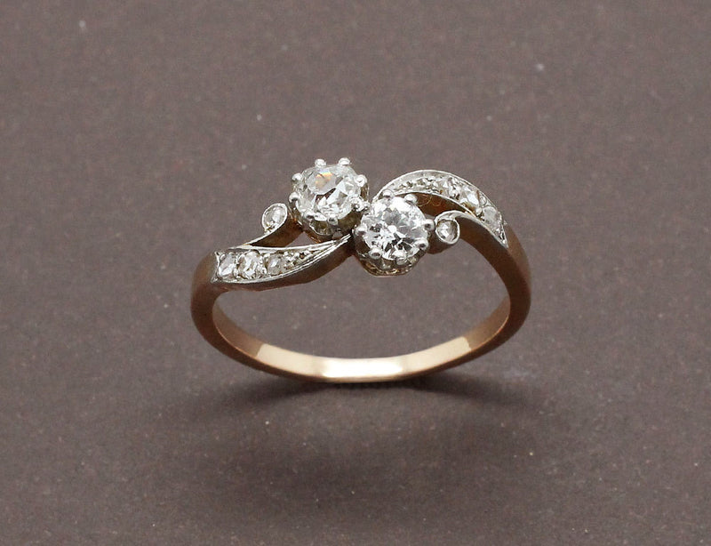 Bague Toi et Moi Diamants Or Rose