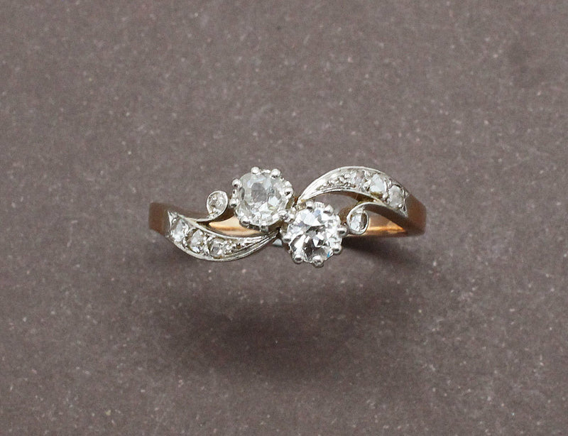 Bague Toi et Moi Diamants Or Rose