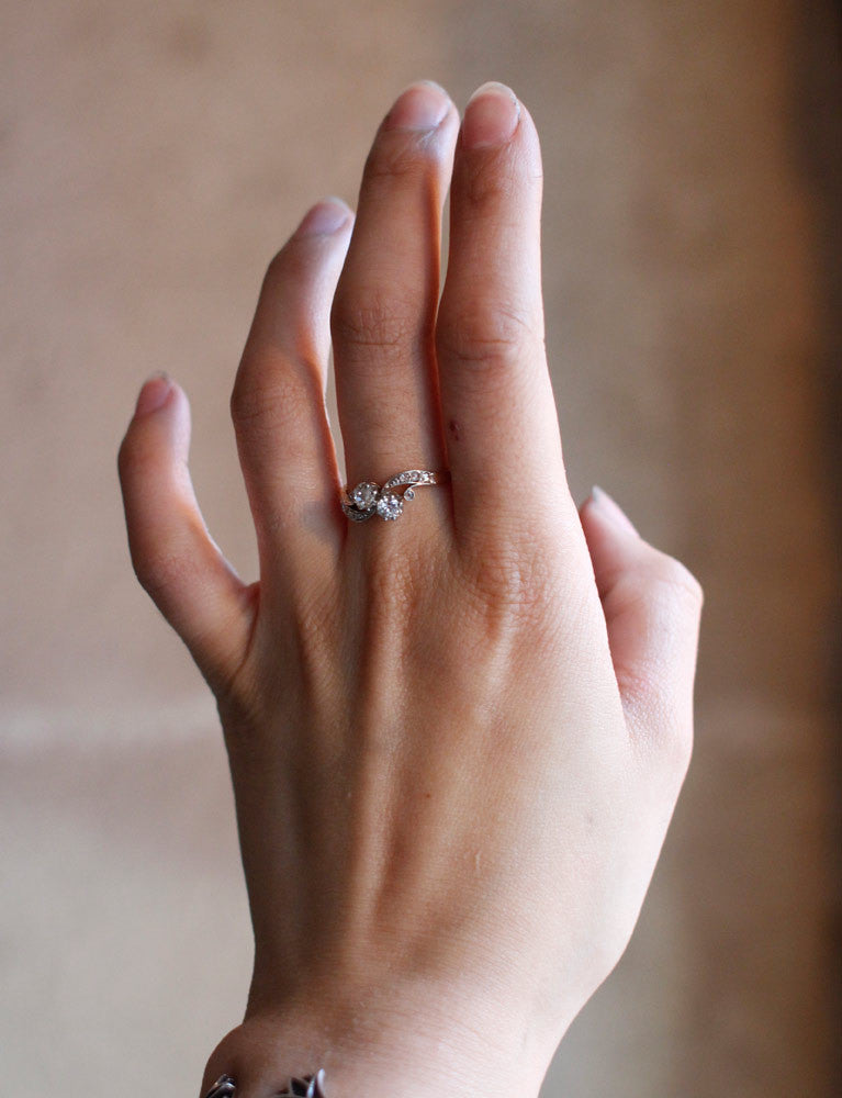 Bague Toi et Moi Diamants Or Rose