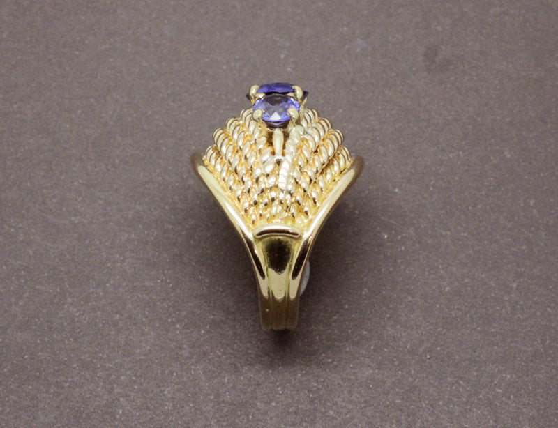 Bague Dôme Or Jaune Saphirs