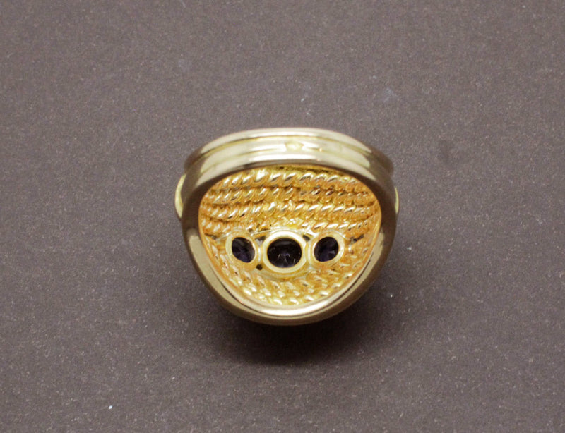 Bague Dôme Or Jaune Saphirs