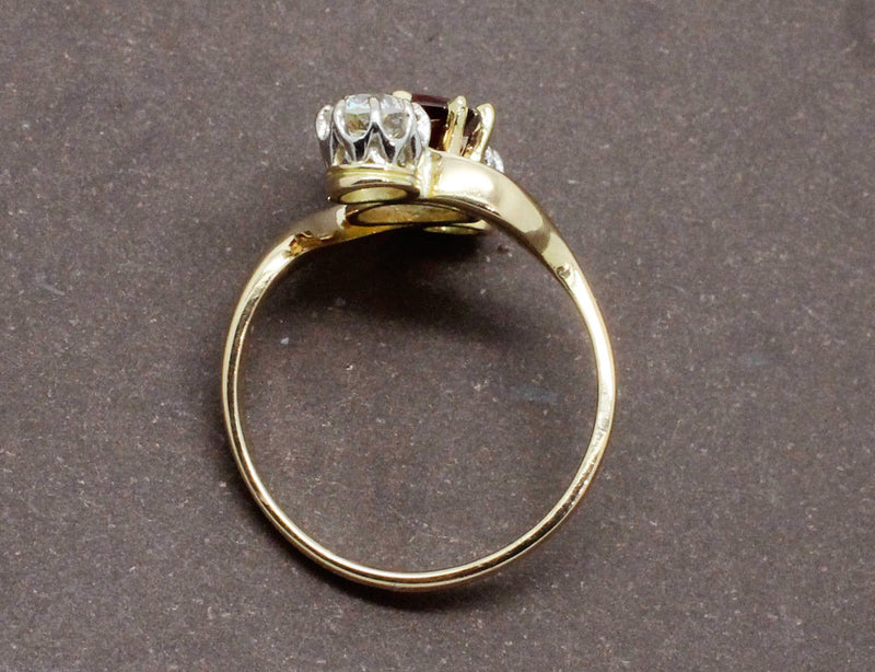 Bague Style Tourbillon Grenat Diamants