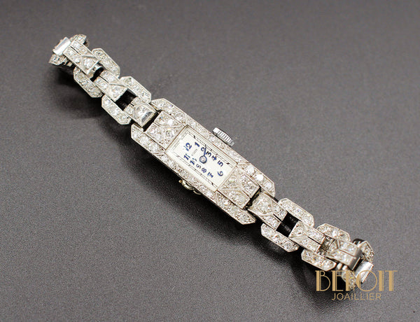 Montre Art Déco Platine Diamants