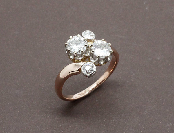 Bague Toi et Moi Or Rose et Diamants
