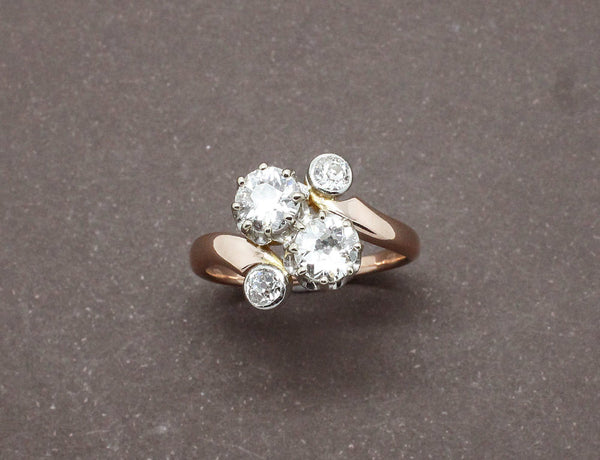 Bague Toi et Moi Or Rose et Diamants