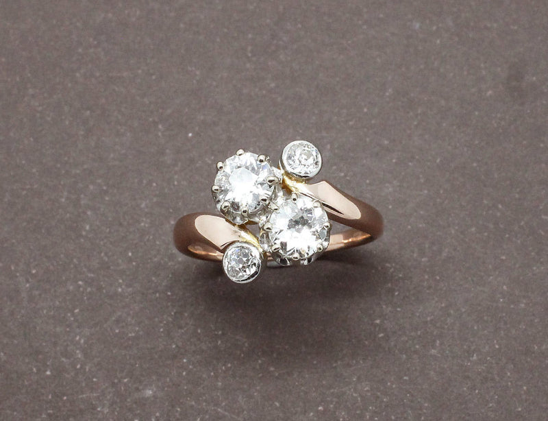 Bague Toi et Moi Or Rose et Diamants