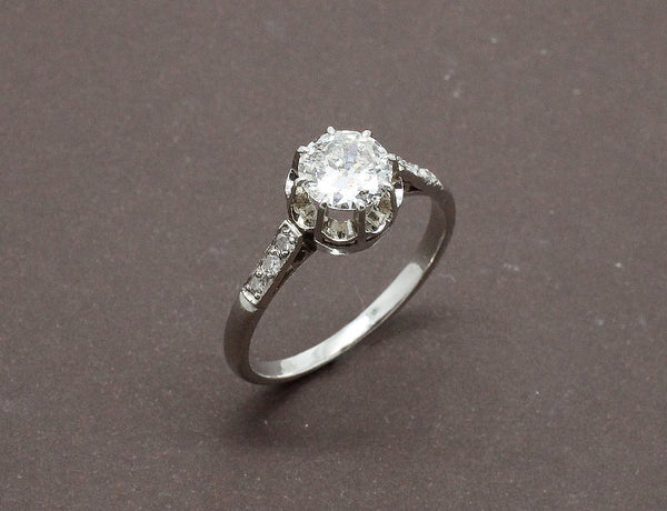 Solitaire Ancien Diamant Platine