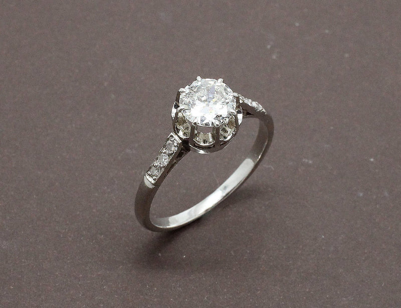 Solitaire Ancien Diamant Platine