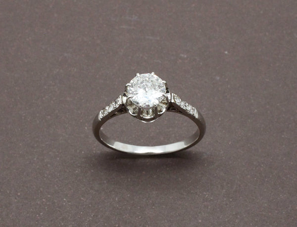 Solitaire Ancien Diamant Platine