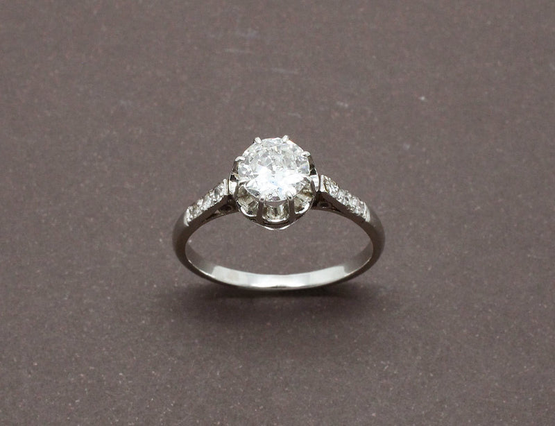 Solitaire Ancien Diamant Platine