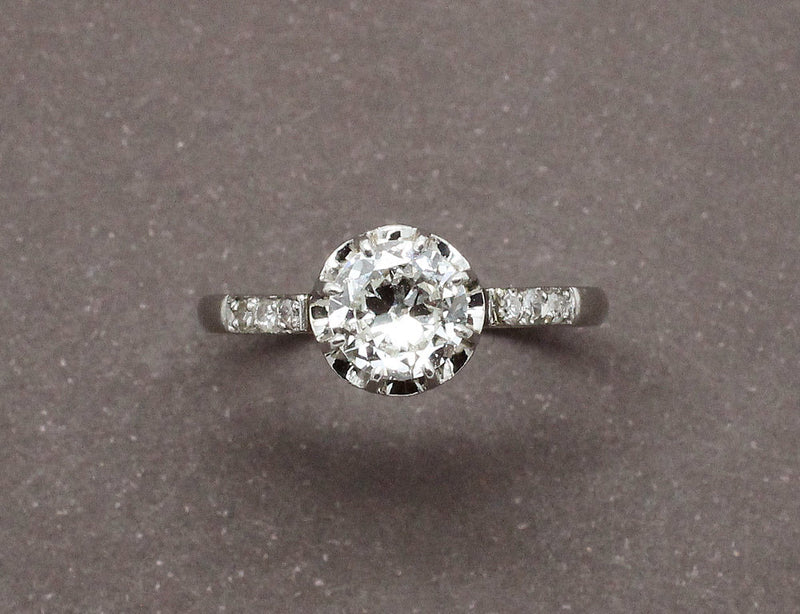 Solitaire Ancien Diamant Platine