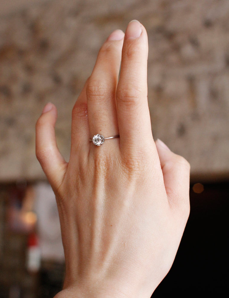 Solitaire Ancien Platine et Diamants