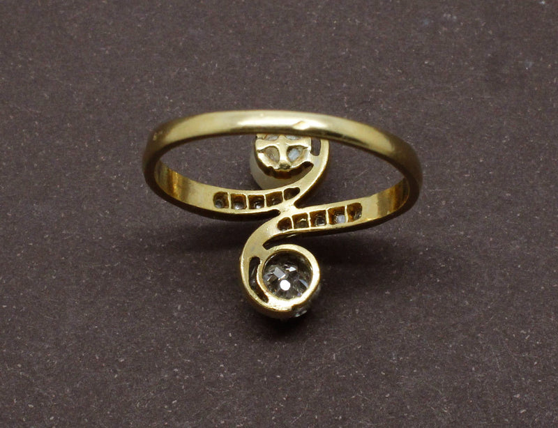 Bague Toi et Moi Perle Fine et Diamant
