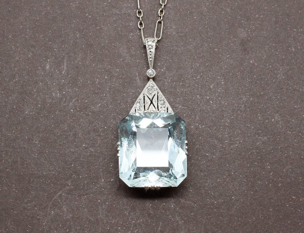 Pendentif Art Déco Aigue Marine