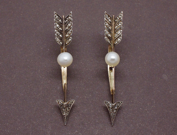 Boucles d'oreilles Flèche Perles Fines
