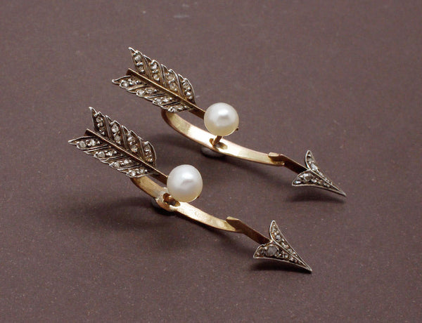 Boucles d'oreilles Flèche Perles Fines