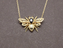 Pendentif Abeille Or et Saphir