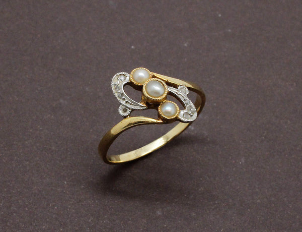 Bague Art Nouveau Perles Fines