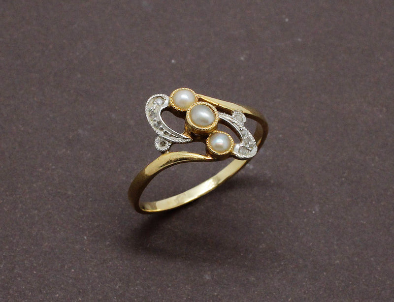 Bague Art Nouveau Perles Fines