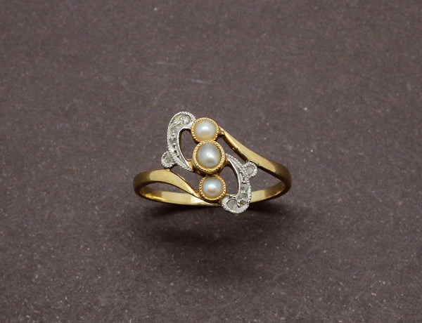 Bague Art Nouveau Perles Fines