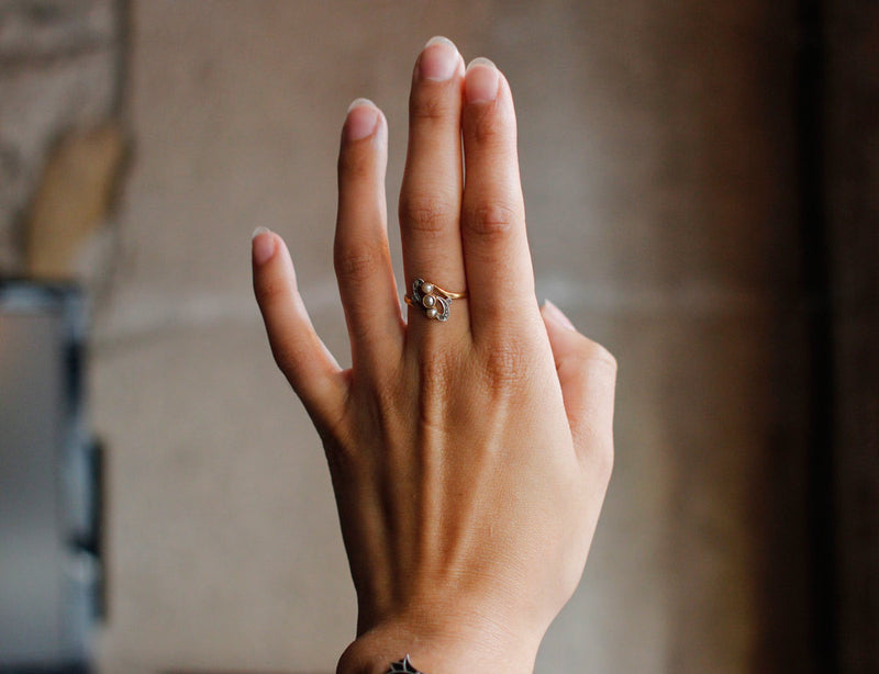 Bague Art Nouveau Perles Fines