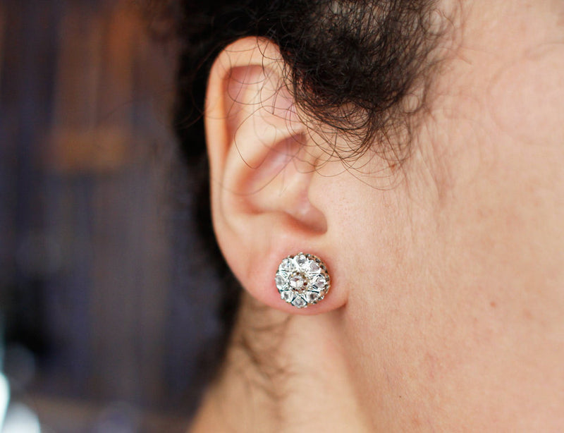 Boucles d'Oreilles Fleurs Diamants