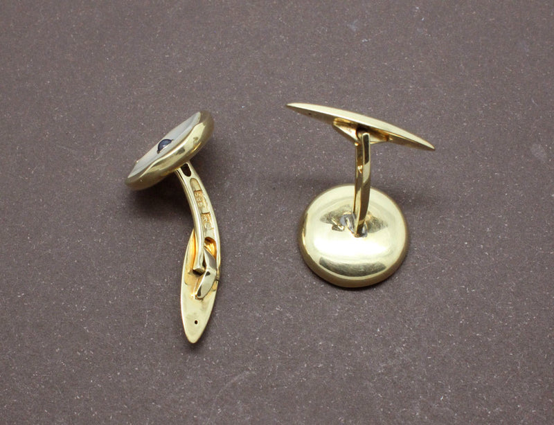 Boutons de Manchette Or Nacre et Saphir