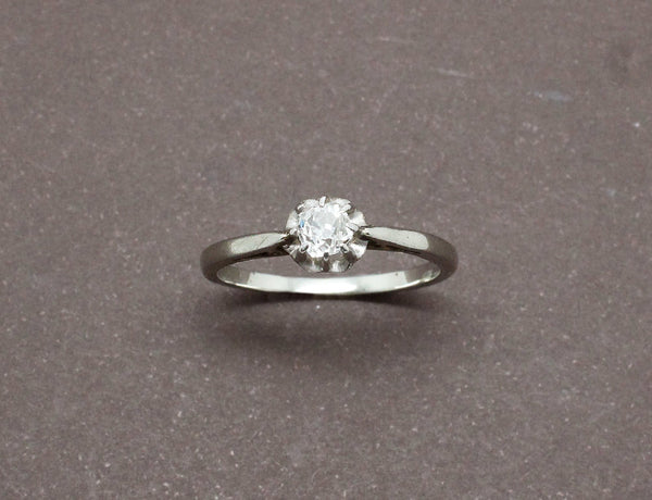 Solitaire Ancien Platine et Or Blanc