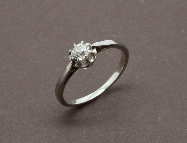 Solitaire Ancien Platine et Or Blanc