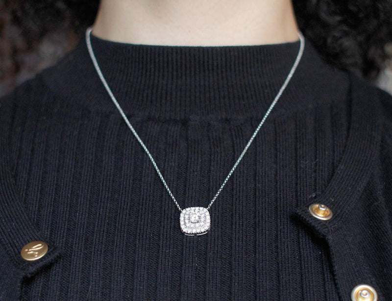 Pendentif Or Blanc et Diamants