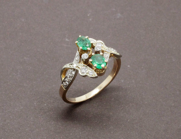 Bague Toi et Moi Émeraudes